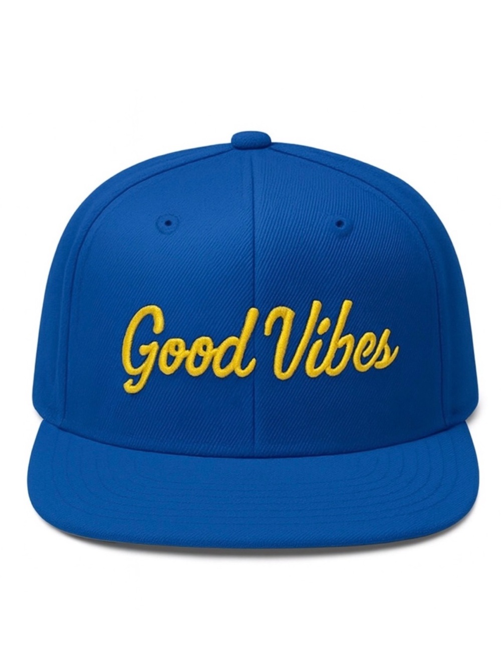 💙💛 Good Vibes— Snapback Hat Royal Blue & Gold Embroidered Streetwear Cap City